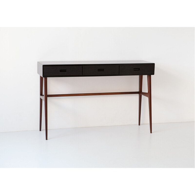 Italian vintage mahogany console with drawers, 1950s