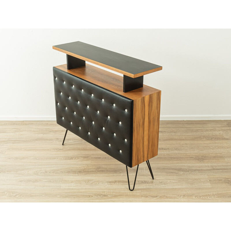 Walnut and leatherette vintage home bar, Germany 1950s