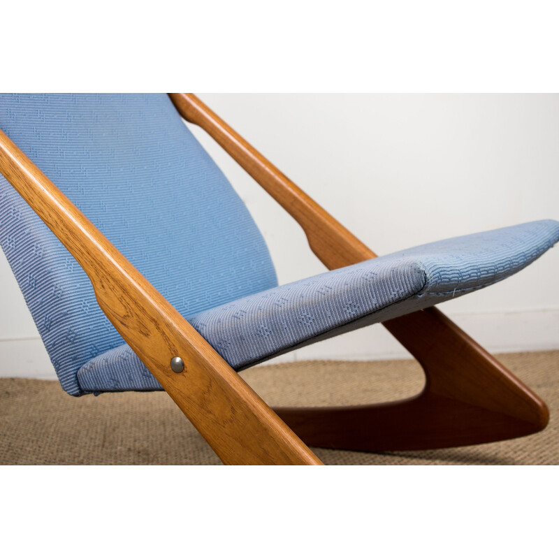 Vintage Danish teak and fabric rocking chair by Mogens Kold, 1960