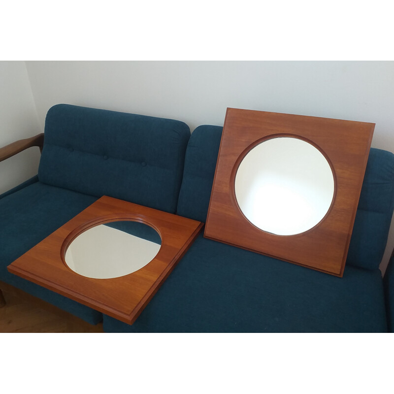 Pair of mid century teak wall mirrors by Hadsten Traeindustri, Denmark 1960s