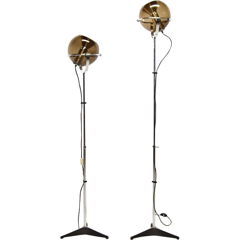 Pair of Raak chromed "Globe" floor lamps, Frank LIGTELIJN - 1960s