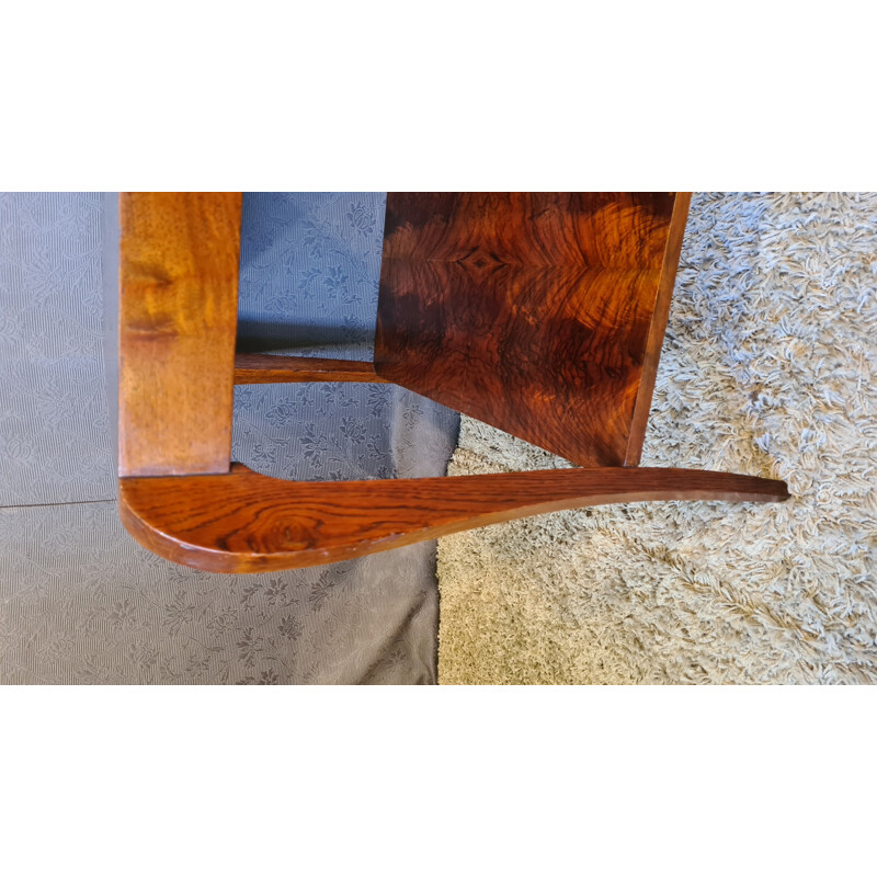 Vintage Art Deco side table in walnut and oakwood