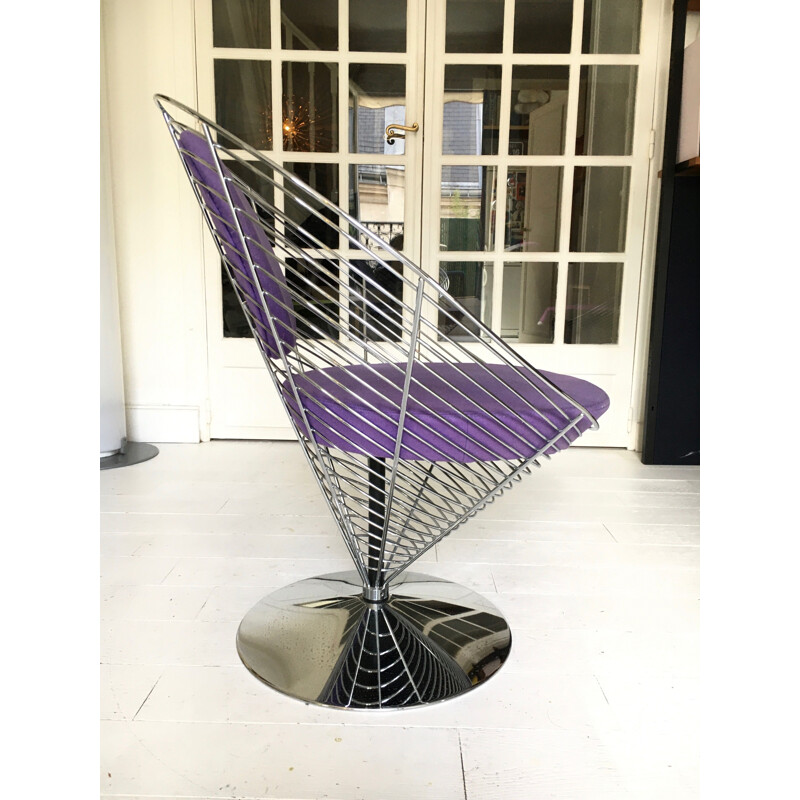 Vintage "wire cone" armchair by Verner Panton for Fritz Hansen, 1990