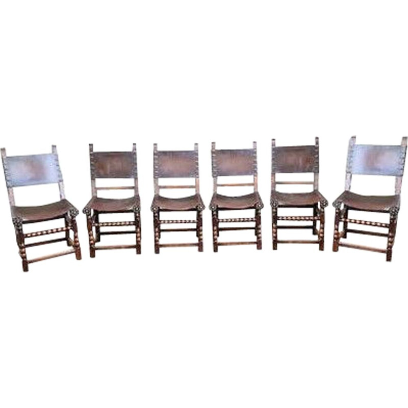 Set of 6 vintage leather chairs
