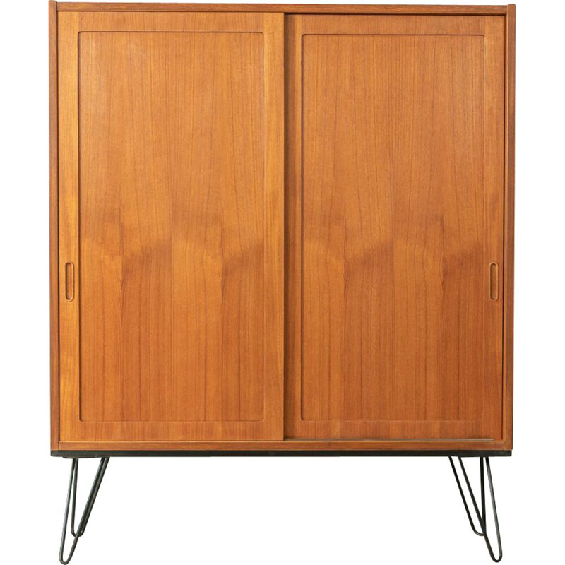 Vintage teak cabinet with two sliding doors by Poul Hundevad, Denmark 1960s