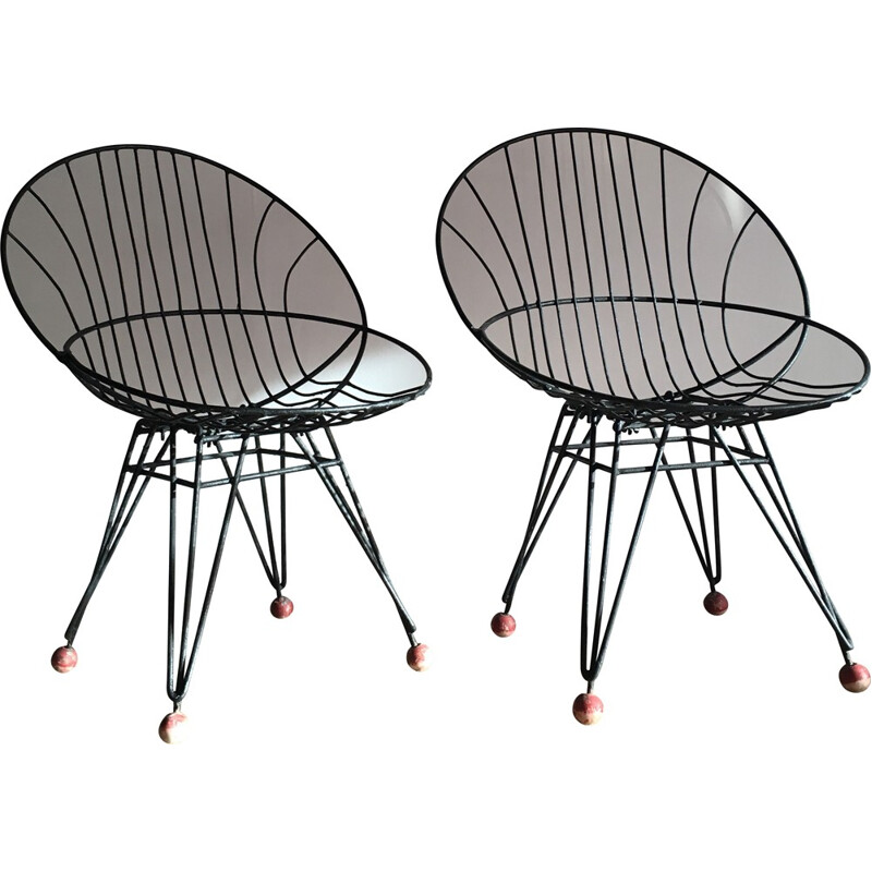 Pair of chairs in metal, Cees BRAAKMAN - 1960s