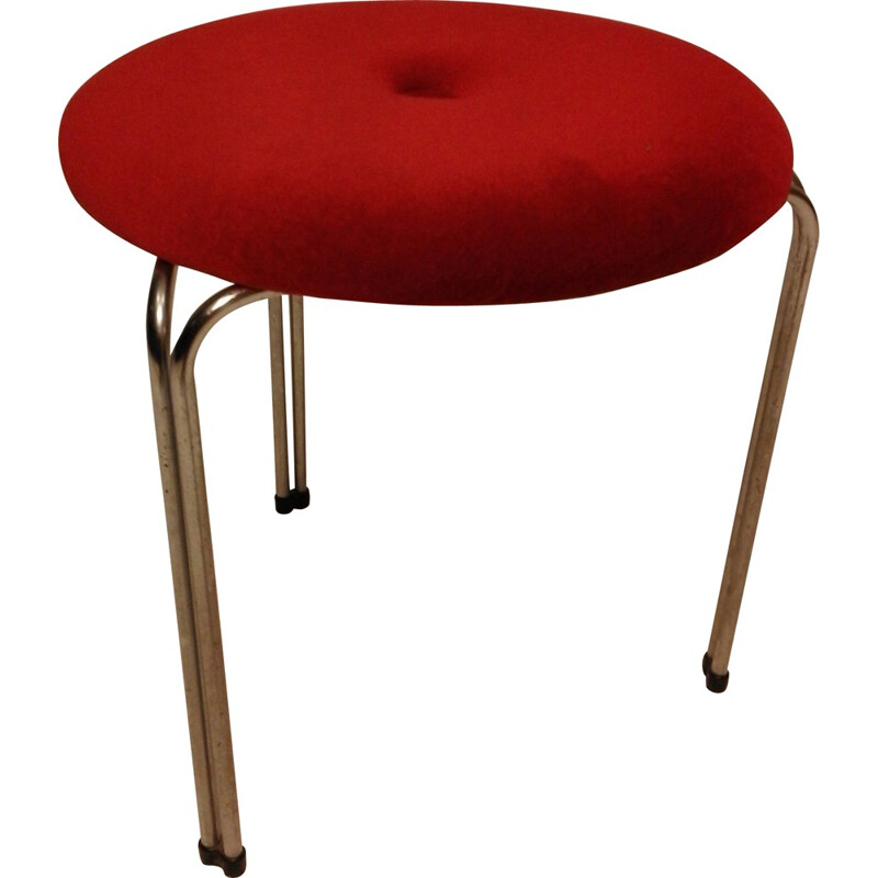 Red velvet box stool - 1970
