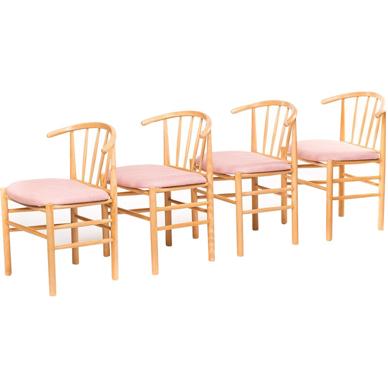 Set of 4 Danish spindle back chairs, Erik O JORGENSEN - 1960s