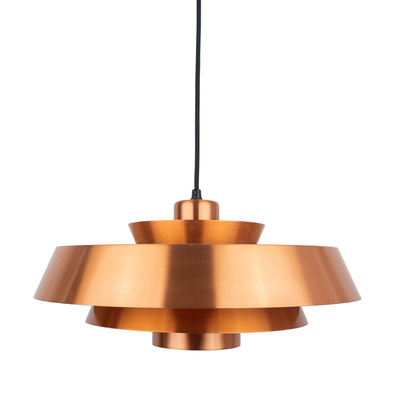 Danish vintage copper pendant lamp Nova by Jo Hammerborg for Fog og Morup, 1963