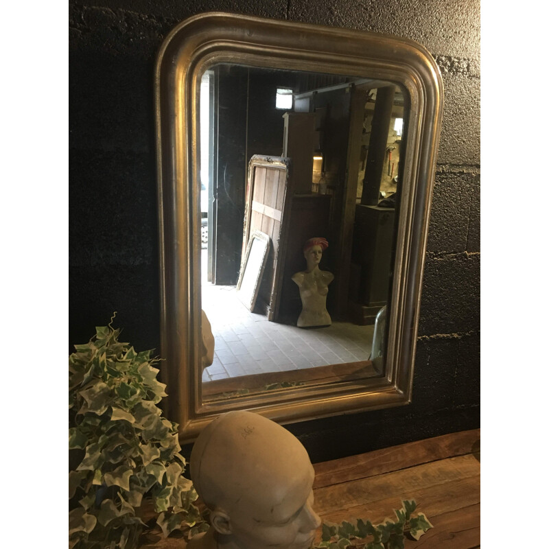 Vintage wood and gilded stucco mirror