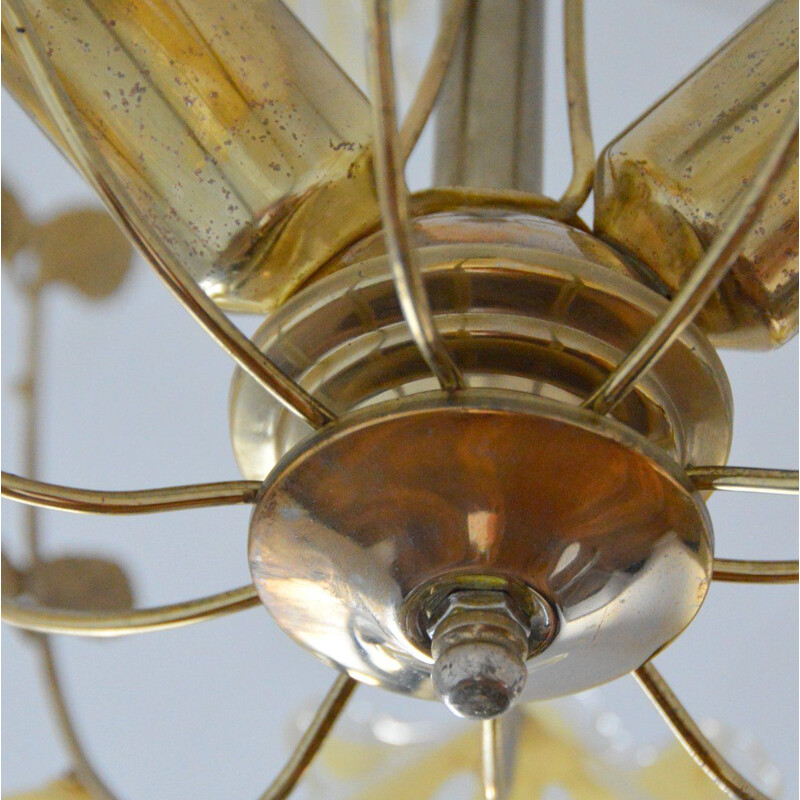 Vintage ornate brass chandelier, 1960