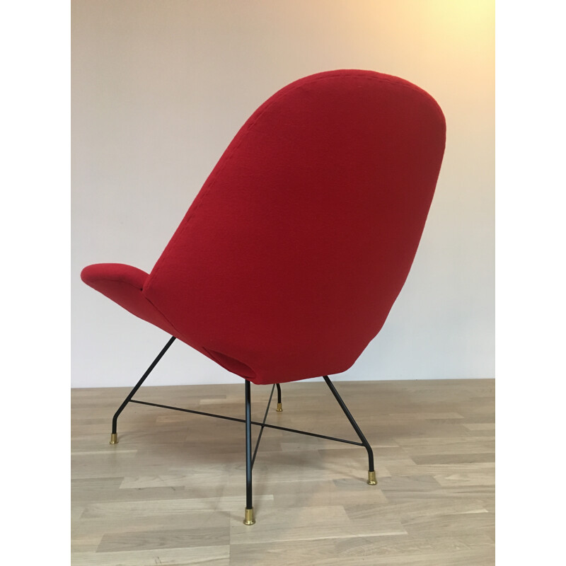 Pair of armchairs in red fabric, Augusto BOZZI - 1960s