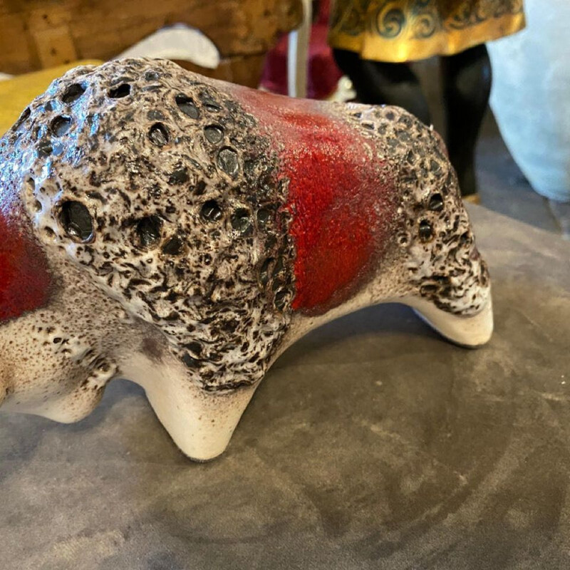 Mid-century fat lava ceramic bull by Otto Keramik, Germany 1970s