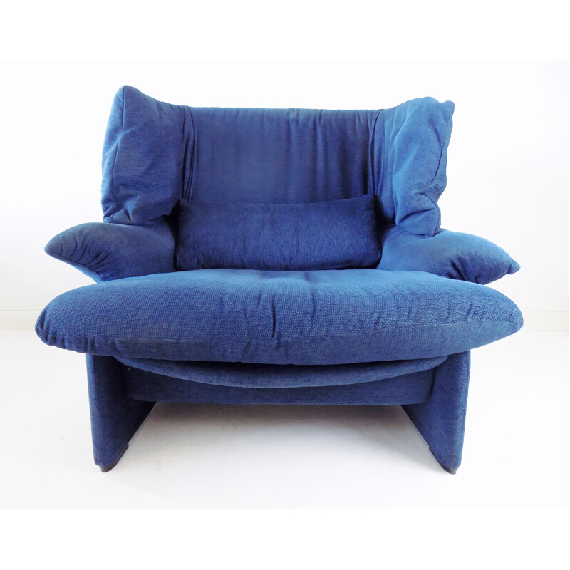 Fauteuil vintage Portovenere bleu par Vico Magistretti pour Cassina, 1980