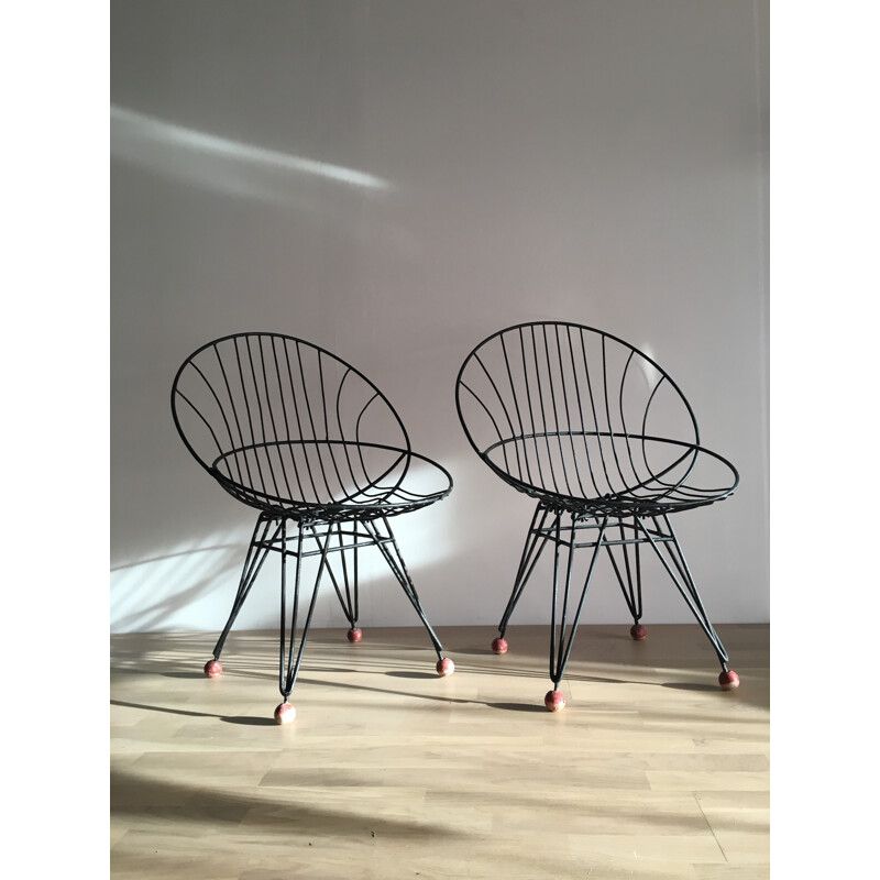 Pair of chairs in metal, Cees BRAAKMAN - 1960s