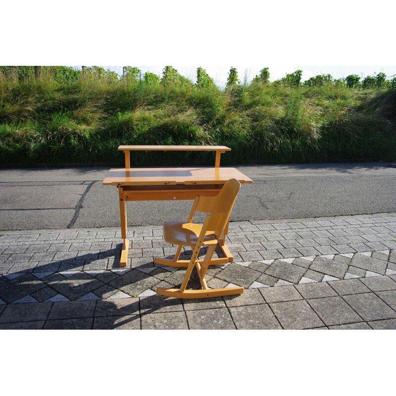 Vintage beechwood desk and rocking chair set for MOIZI, 1990