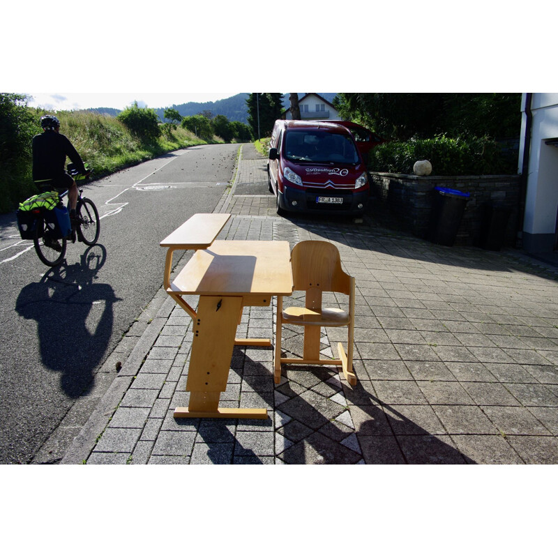 Ensemble de bureau et chaise à bascule vintage en hêtre évolutif pour MOIZI, 1990