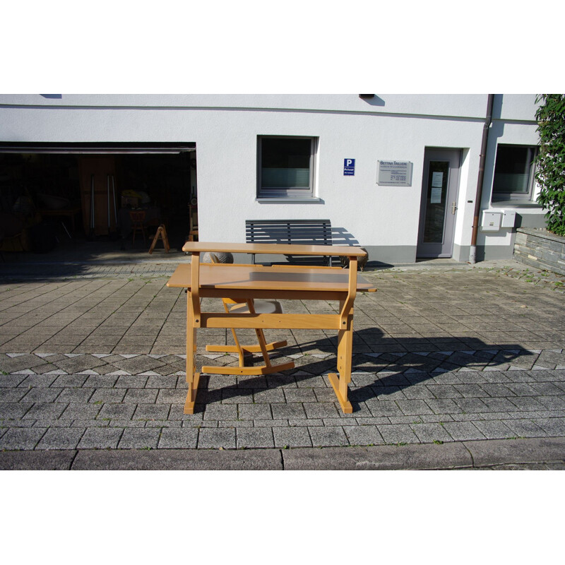 Vintage beukenhouten bureau en schommelstoel set voor MOIZI, 1990