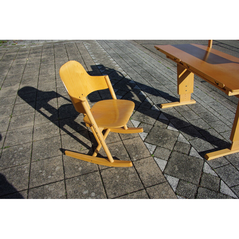 Vintage beechwood desk and rocking chair set for MOIZI, 1990