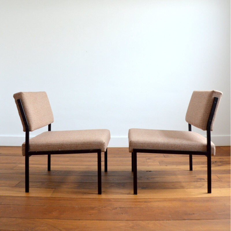 Pair of vintage modernist armchairs by Gijs Van Der Sluis, 1950