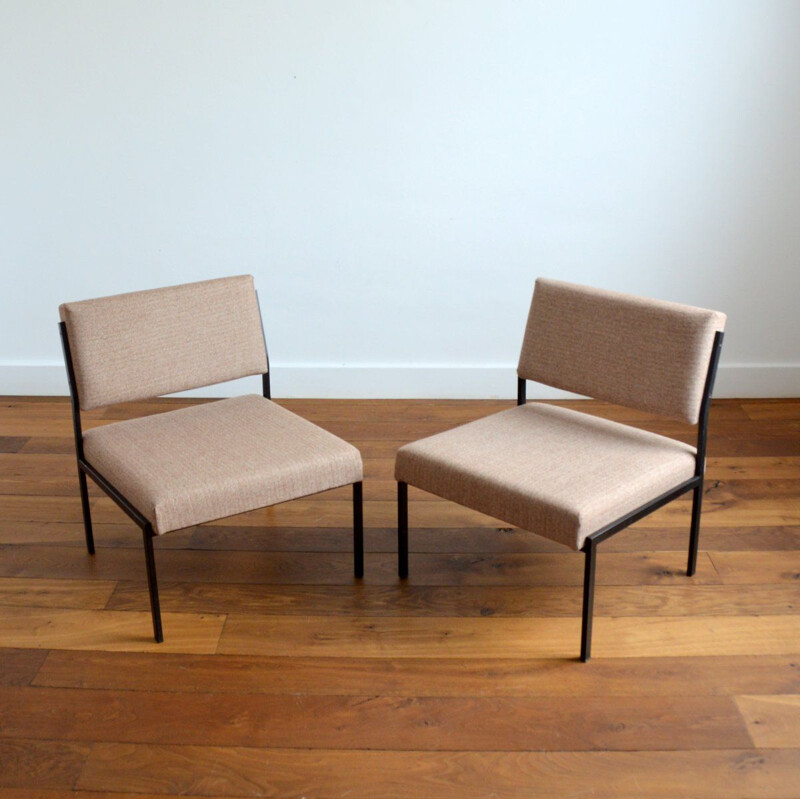 Pair of vintage modernist armchairs by Gijs Van Der Sluis, 1950