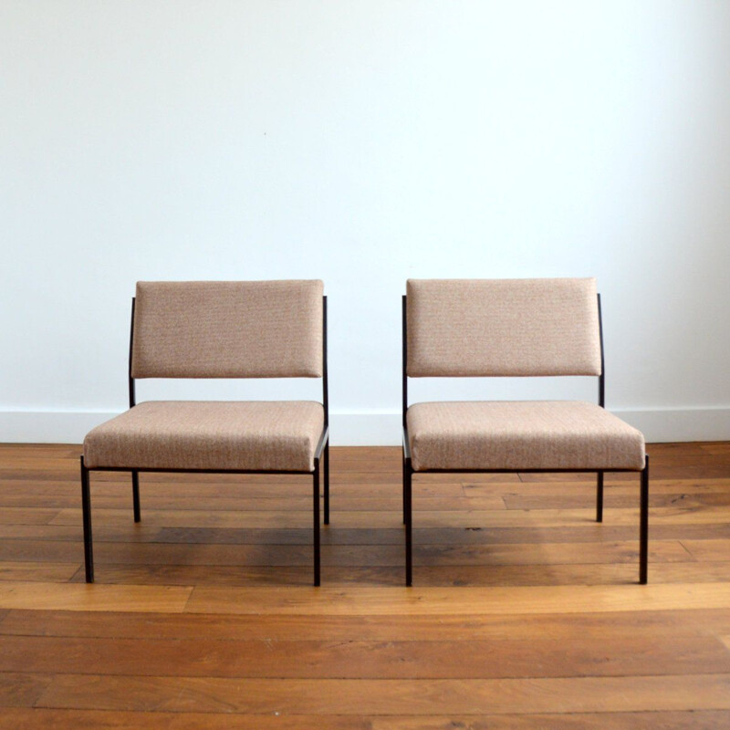 Pair of vintage modernist armchairs by Gijs Van Der Sluis, 1950