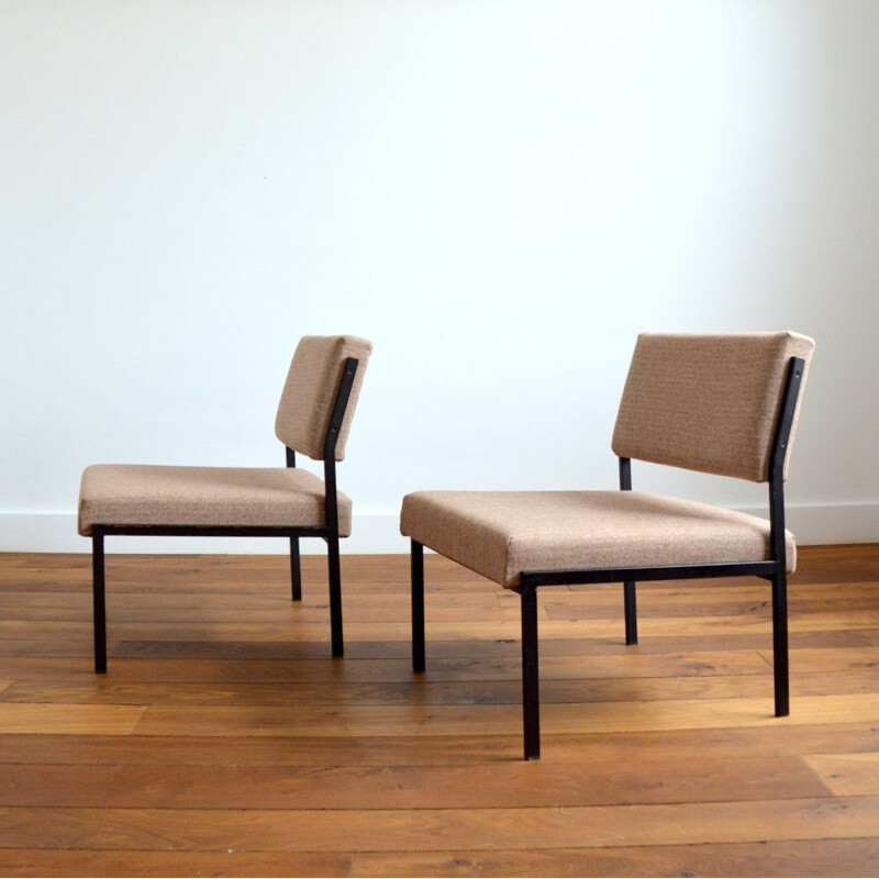 Pair of vintage modernist armchairs by Gijs Van Der Sluis, 1950