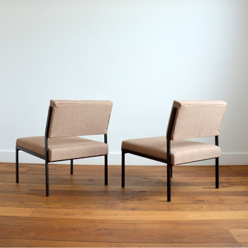 Pair of vintage modernist armchairs by Gijs Van Der Sluis, 1950