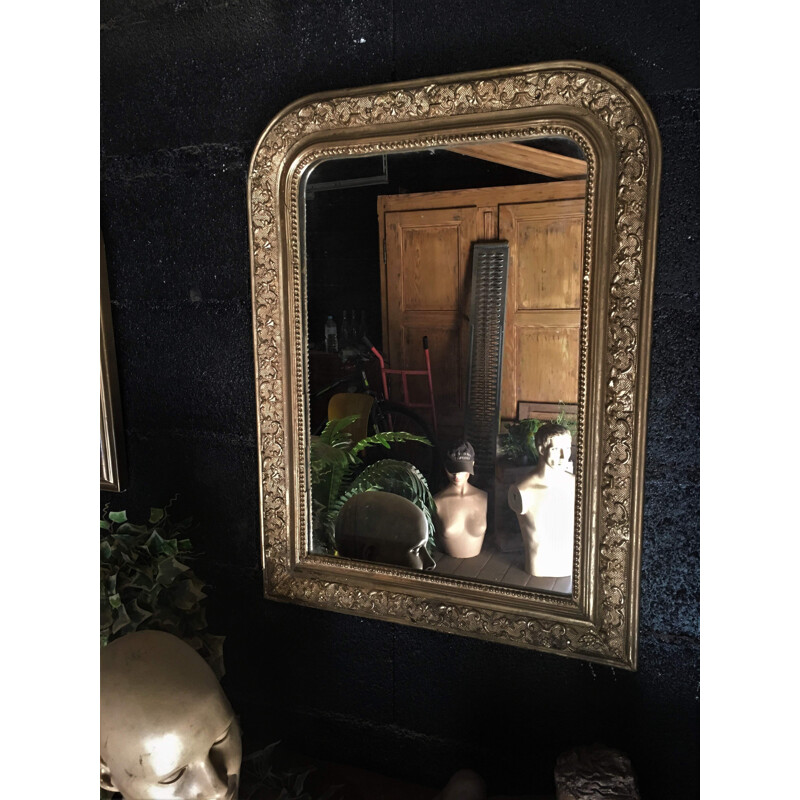 Vintage wood and gilded stucco mirror