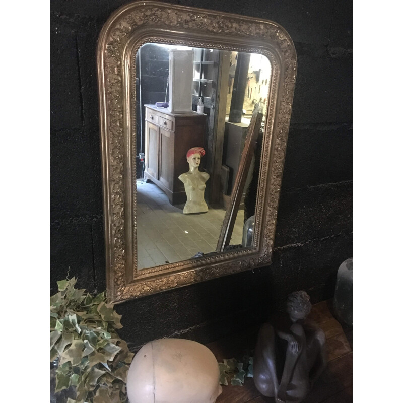 Vintage wood and gilded stucco mirror