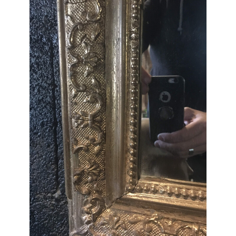 Vintage wood and gilded stucco mirror