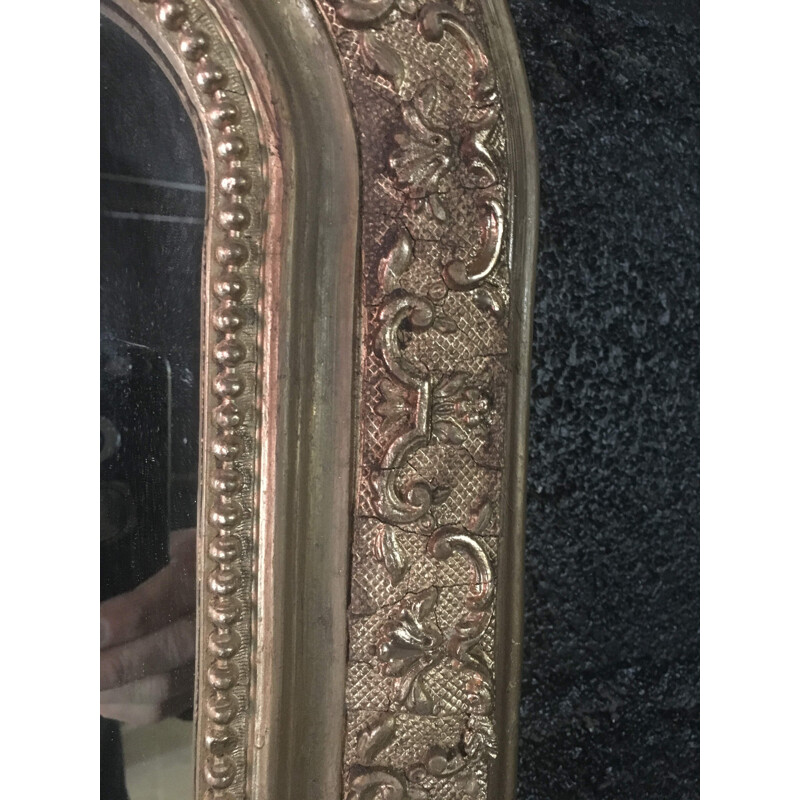 Vintage wood and gilded stucco mirror
