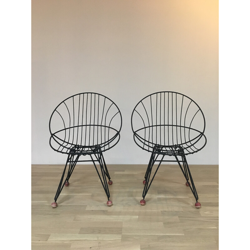 Pair of chairs in metal, Cees BRAAKMAN - 1960s