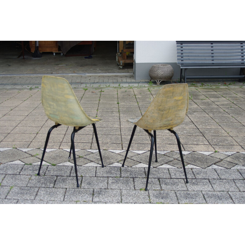 Pair of vintage side chairs by René Jean Caillette for Cogogne, 1950