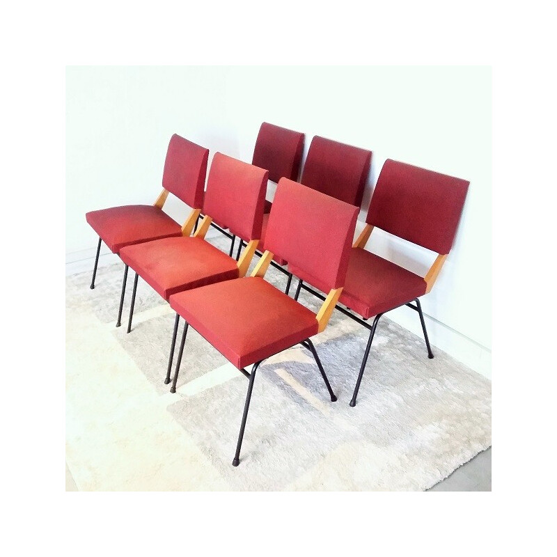 Suite de 6 chaises vintage en skai - 1950