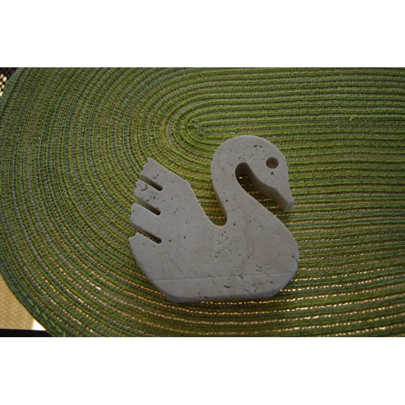 Vintage travertine swan sculpture by Enzo Mari for Fratelli Manel, Italy 1970