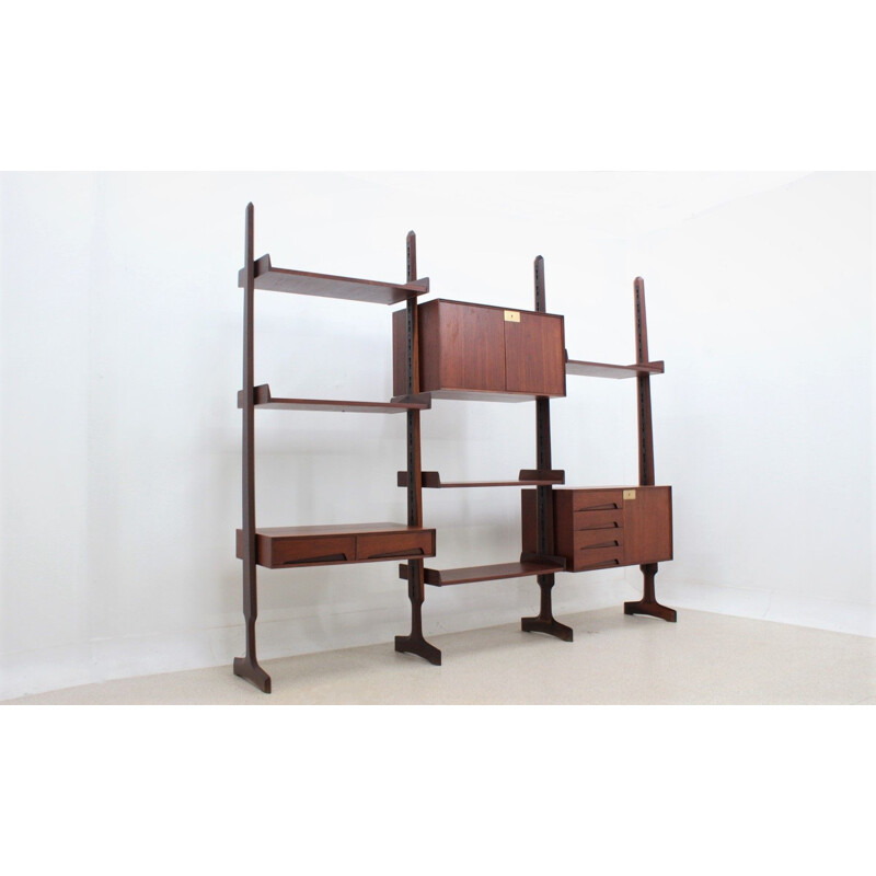 Vintage teak wall unit system by Edmondo Palutari for Vittorio Dassi, 1950s