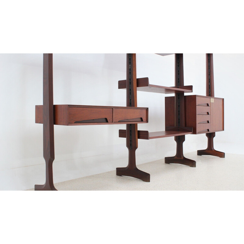 Vintage teak wall unit system by Edmondo Palutari for Vittorio Dassi, 1950s