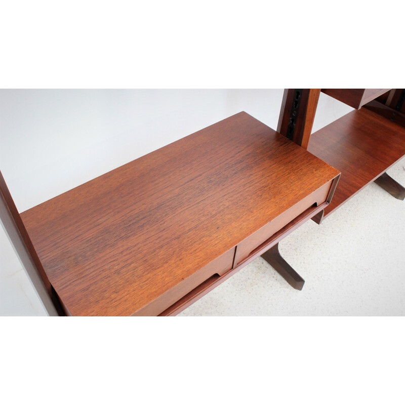 Vintage teak wall unit system by Edmondo Palutari for Vittorio Dassi, 1950s