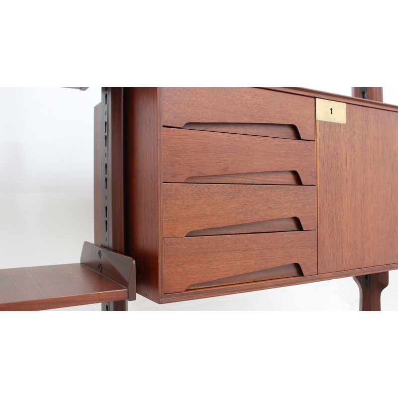 Vintage teak wall unit system by Edmondo Palutari for Vittorio Dassi, 1950s