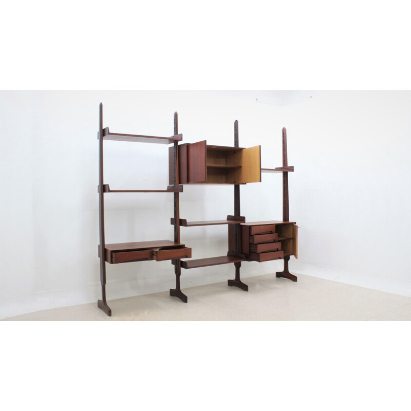 Vintage teak wall unit system by Edmondo Palutari for Vittorio Dassi, 1950s