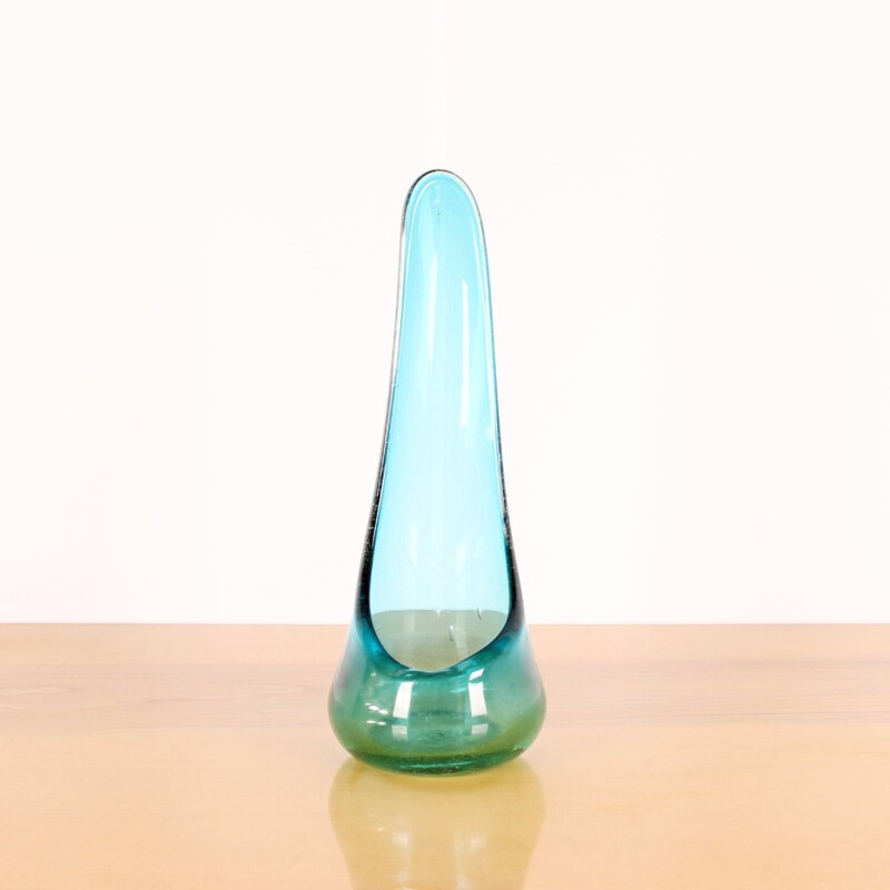 Vintage blau-grüne Vase, 1960