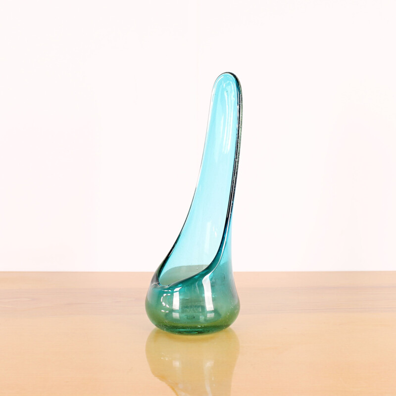 Vintage blau-grüne Vase, 1960