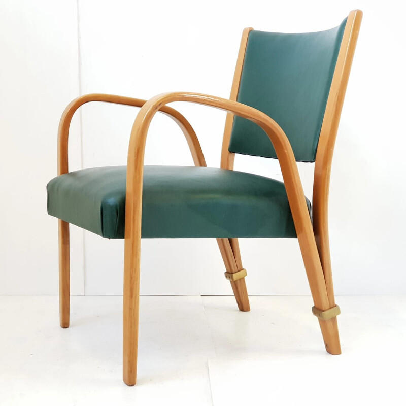 Vintage Bow-Wood armchair by Hugues Steiner for Steiner, 1950