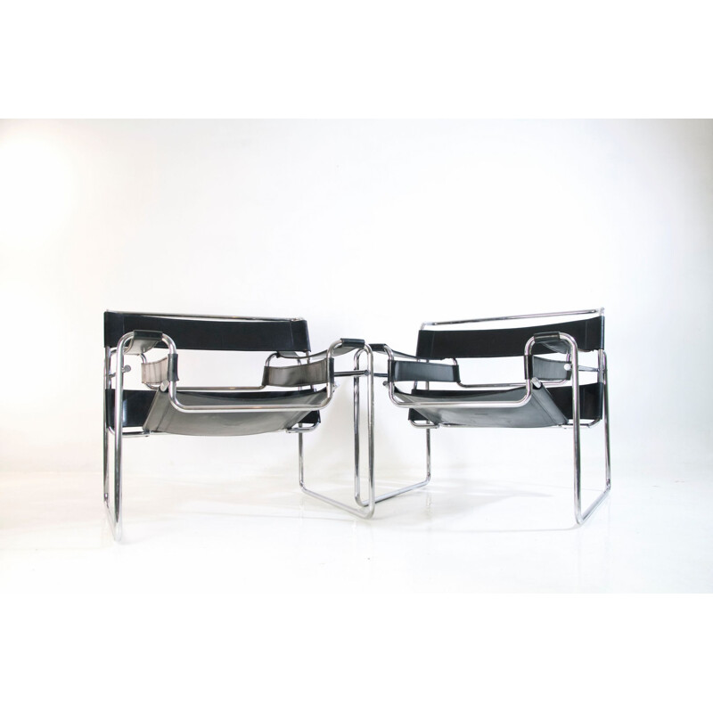 Pair of vintage Bauhaus Wassily armchairs by Marcel Breuer for Knoll International, 1960s