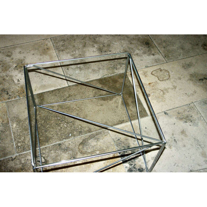 Vintage isosceles glass coffee table by Max Sauze, France 1970