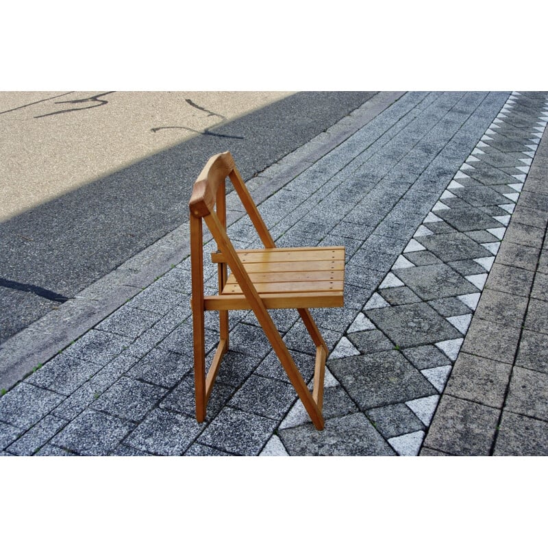 Chaise pliante vintage Trieste en pin par Aldo Jacober
