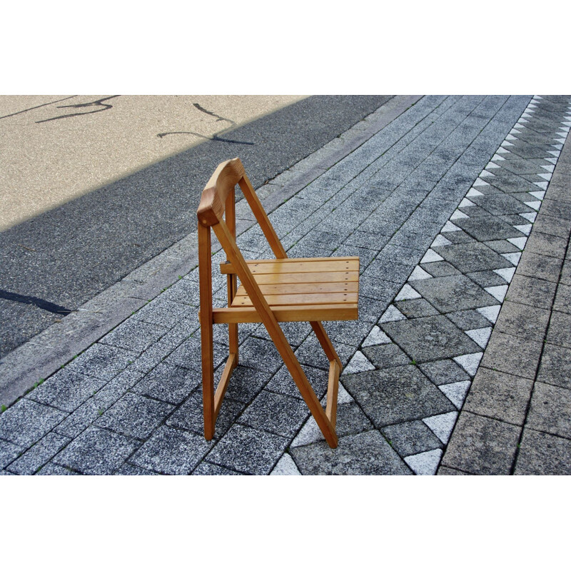 Trieste vintage folding chair in pine by Aldo Jacober