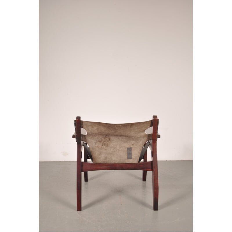 "Kilin" lounge chair in rosewood and leather, Sergio RODRIGUES - 1973