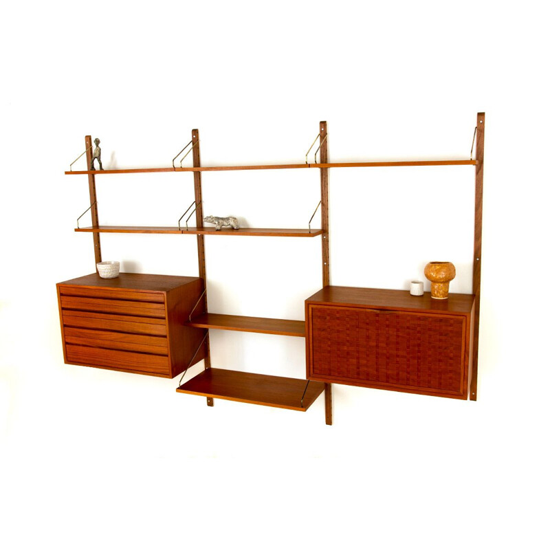 Vintage Danish teak wall unit by Poul Cadovius for Cado, 1960s